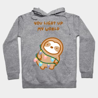 You Light Up My World Christmas Lights Sloth Hoodie